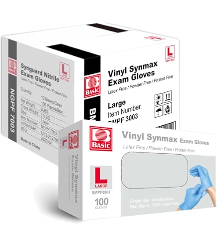 Amazon.com: Basic Medical Synmax Vinyl Exam Gloves - Latex-Free